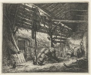 Interno di un fienile da Adriaen van Ostade