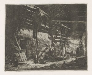 Interno di un fienile da Adriaen van Ostade