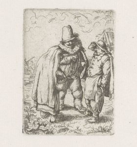 Uomo con collare pieghettato con una coppia di contadini da Adriaen van Ostade