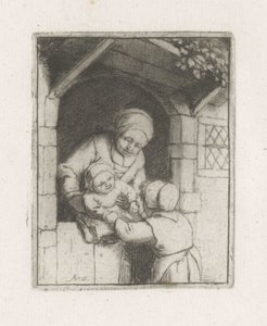 Madre con due bambini in una porta da Adriaen van Ostade