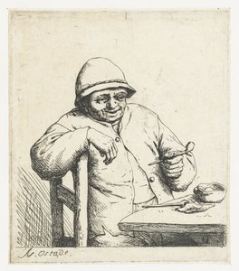 Contadino che fuma con il braccio su una sedia da Adriaen van Ostade