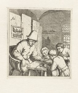 Maestro con tre studenti al tavolo da Adriaen van Ostade