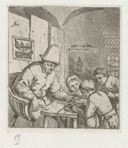 Maestro con tre allievi al tavolo da Adriaen van Ostade
