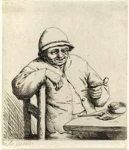 Fumatore appoggiato allo schienale di una sedia da Adriaen van Ostade