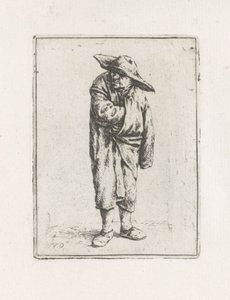 Contadino in piedi con la mano nel mantello da Adriaen van Ostade