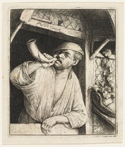 Il fornaio che suona il suo corno da Adriaen van Ostade
