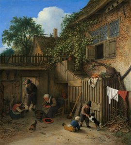 Il cortile del cottage, 1673 da Adriaen van Ostade