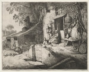 La donna che fila da Adriaen van Ostade