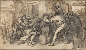 Contadini che litigano in una taverna
