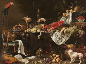 Natura morta di banchetto. 1644 da Adriaen van Utrecht