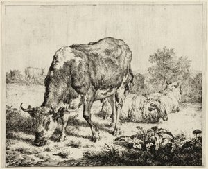 Una mucca e tre pecore da Adriaen van de Velde