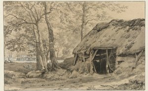 Capanna o recinto per pecore nel bosco da Adriaen van de Velde