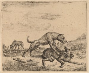 Cani che combattono da Adriaen van de Velde