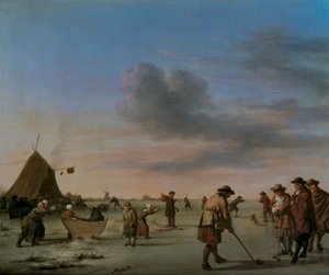 Golfisti sul ghiaccio vicino a Haarlem, 1668 da Adriaen van de Velde