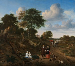 Ritratto di una Coppia con Due Bambini e una Balia in un Paesaggio da Adriaen van de Velde