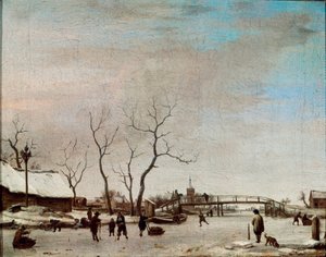 Riviere gelee con pattinatori da Adriaen van de Velde