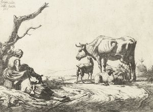 Pastore e pastorella con bestiame da Adriaen van de Velde