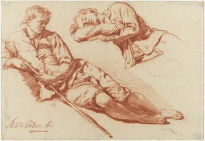 Due studi di un pastore a riposo da Adriaen van de Velde