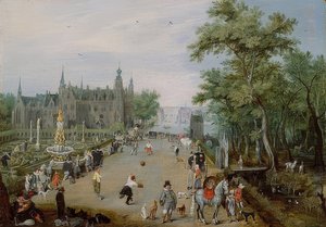 Gioco della pallacorda davanti a un palazzo. 1614 da Adriaen van de Venne