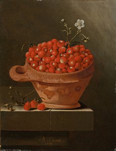 Natura morta con fragole in un vaso di terracotta, 1704