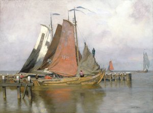 Barche da pesca che lasciano il porto di Zuyderzee, 1899