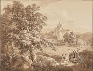 Pescatori sul fiume Zschopau presso il castello di Kriebstein, Sassonia da Adrian Zingg