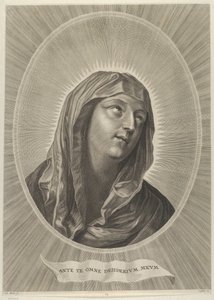 La Testa della Vergine che Guarda in Alto a Destra, in una Cornice Ovale, dopo Reni, ca. 1650-67