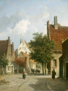 Scena di strada ad Amsterdam (olio su tavola)