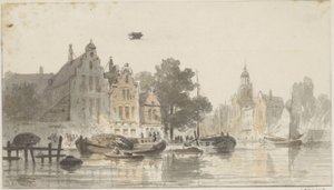 Veduta della città con canale da Adrianus Eversen