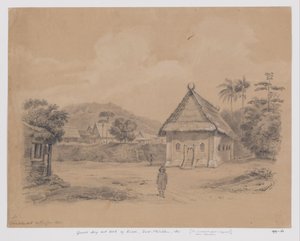 Veduta del villaggio con chiesa a Kisar, Molucche Meridionali da Adrianus Johannes Bik