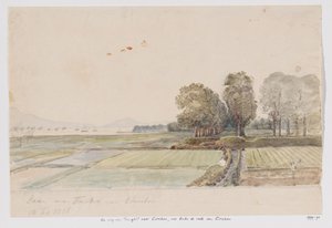 Paesaggio con strada da Tangkil a Cirebon e vista sull
