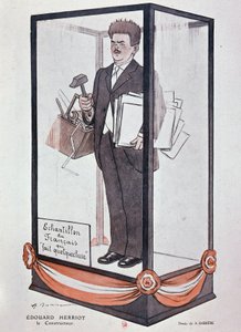 Cartone animato di Barrère su Herriot in Fantasio: Edouard Herriot: il costruttore da Adrien Barrere