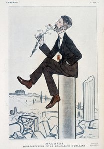 Charles Maurras, politico e scrittore francese (1868-1952), vicedirettore della campagna di Orleans - Illustrazione di Adrien Barrere in "Fantasio" del 15/05/1923 da Adrien Barrere