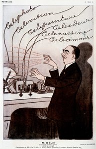 Immagine umoristica su Belin e il suo belinografo - di Barrère, in "Fantasio" del 01/12/1931 da Adrien Barrere