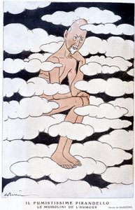 Ritratto di Luigi Pirandello (1867 - 1936), drammaturgo italiano - Illustrazione di Adrien Barrere (1877-1931) in "Fantasio" del 01/08/1925