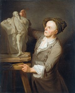 Louis-Francois Roubiliac (1695-1762) che modella il suo monumento a Shakespeare da Adrien Carpentiers