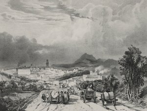 Vista generale di Riom, Alvernia, 1829