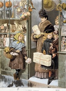Ragazza povera che vende piccoli mazzi all