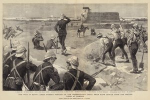La guerra in Egitto, la posizione di Arabi Pasha sul canale Mahmoudiyeh vicino a Kafr Dowar dalle linee britanniche a Ramleh