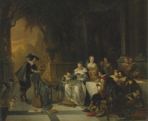 John Dryden che Legge una delle Sue Poesie alla Corte, 1869 da Adrien Ferdinand de Braekeleer