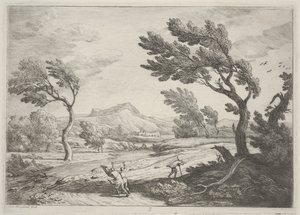 Paesaggio con viaggiatori in un forte vento, c.1753 da Adrien Manglard