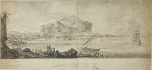 Vista della città e del porto di Palermo con vista su Monte Pellegrino da Adrien Manglard