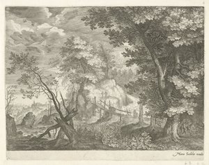 Paesaggio boschivo con ponte di legno da Egidius  Sadeler (II)