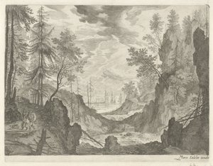 Paesaggio boschivo con cascata da Egidius  Sadeler (II)