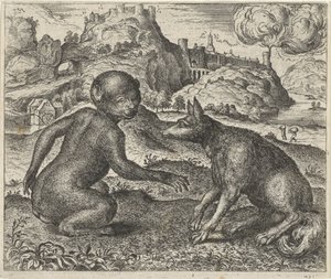Favola della scimmia e della volpe da Egidius  Sadeler (II)