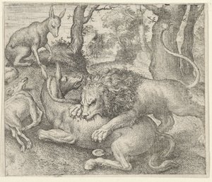 Favola del leone e della volpe da Egidius  Sadeler (II)