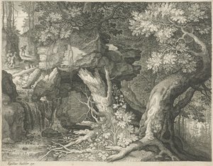 Viaggiatori sopra una cascata da Egidius  Sadeler (II)