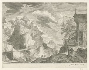 Paesaggio roccioso con locanda e case da Egidius  Sadeler (II)
