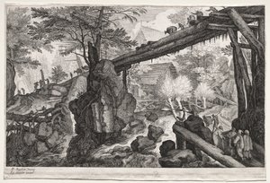 Otto Paesaggi Boemi: Paesaggio con Ponte di Tronchi su Cataratta