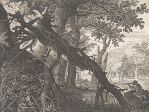 Una foresta con una caccia al coniglio, n.d.